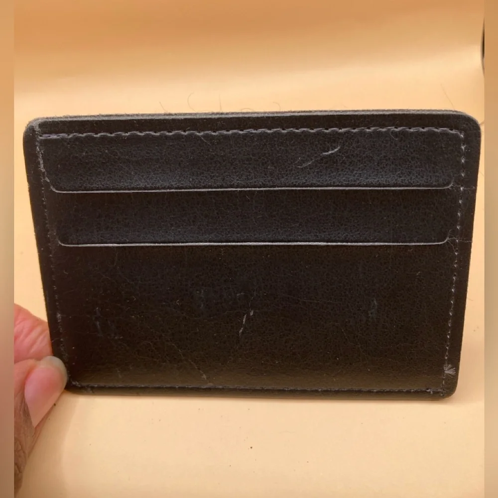Rolfs Black Cowhide Leather Change Purse/Card Holder/Key Ring with Zip Pockets